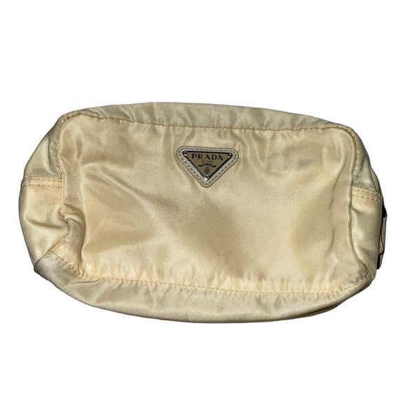 Prada Cosmetic Pouch Bag  Cream Nylon - Picture 14 of 15